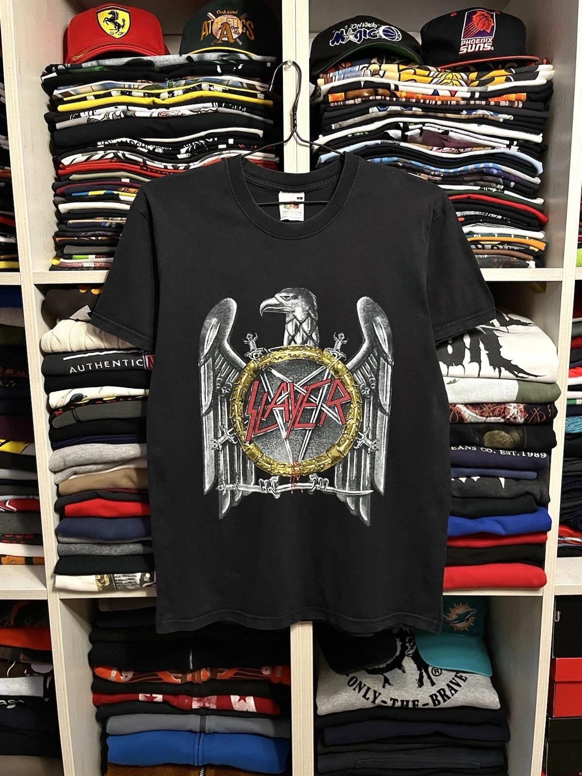 Vintage 2003 Slayer Y2K Metal Rock Band Faded Black T-Shirt Size M/L 2XL