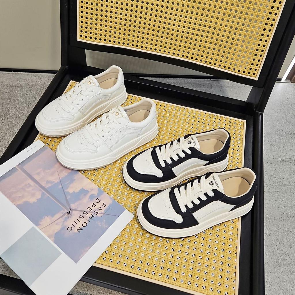 Leather board shoes women's summer 2025 new platform women's shoes versatile and thin white shoes women's lace-up shoes