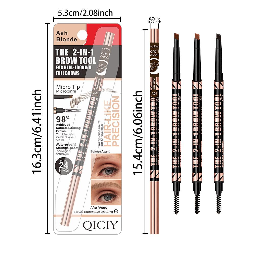 Popular QICIY Double Head Eyebrow Pencil, Waterproof and Dense Stereoscopic Eyebrow Pencil