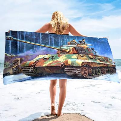 Tank Beach Towel Absorbent Bathroom Towels Microfiber Beach Towels Oversized Super Quick Dry Towel for Beach, Picnic Blanket
