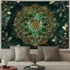 1 Piece Green Mandala Flower Tapestry - Polyester Fabric, Machine Washable, Suitable for Bedroom Living Room Decoration