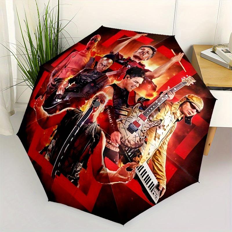 1pz Ombrello Rammstein Apri/Chiudi Automatico, Ombrello Compatto Portatile a 3 Pieghe per Uomo e Donna, Regalo Perfetto per Compleanno132
