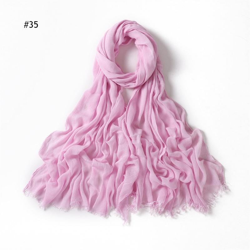 % Rayon Pleated Solid Color Human Cotton Two-end Beard Bag Headscarf Female, New Breathable Soft Scarf