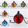 Vintage Red Cat Eye Necklace Dragon Eyes Photo Glass Cabochon Pendant Necklaces Women Men Jewelry