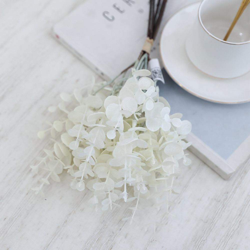 Plastic Material Artificial Eucalyptus Leaves Leaf Stems Fake Flowers Simulated Eucalyptus Flowers 6 Pieces Lot Bouquet Leaves