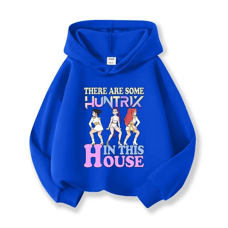 KPop Devil Hunter Huntrix Printed Short Hoodie Children's Casual Fashion Sports Hoodie