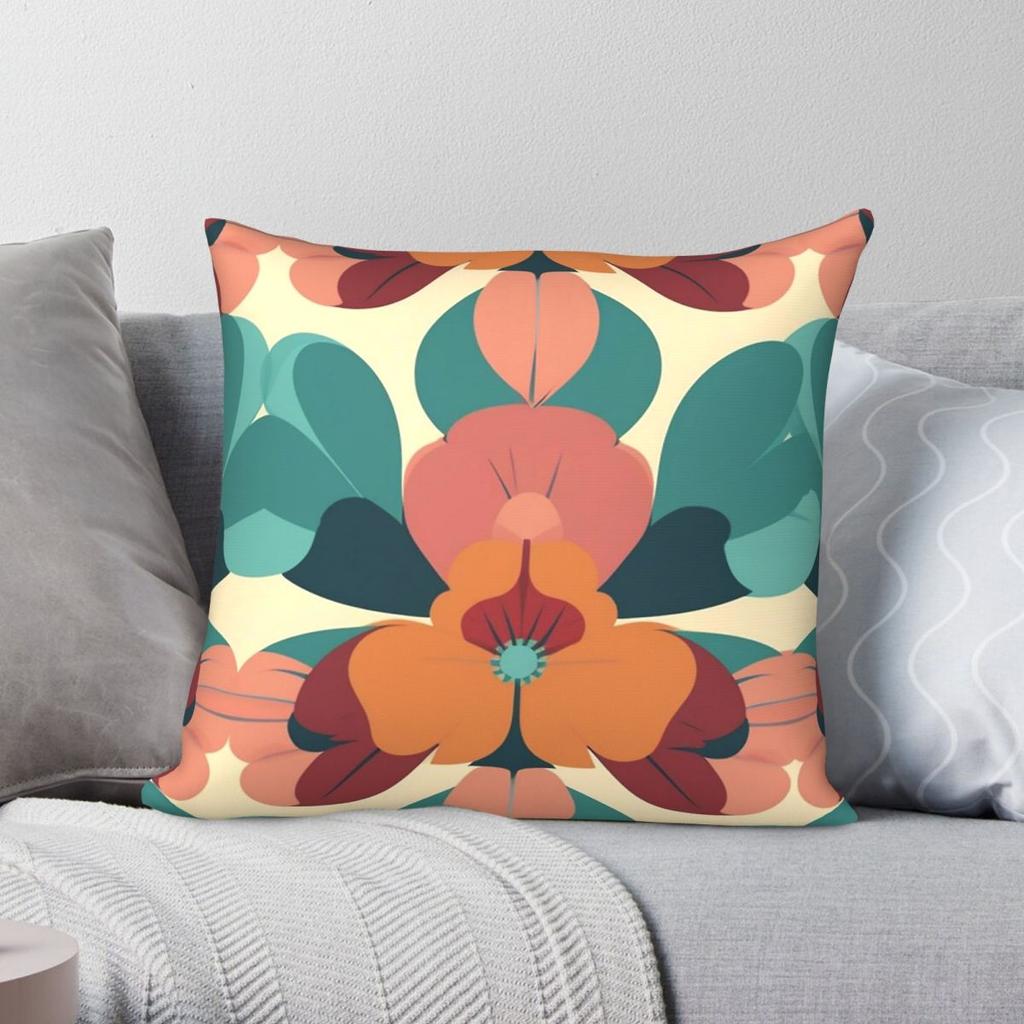 Retro Flowers Pillowcase Polyester Linen Velvet Creative Zip Decorative Pillow Case Home Cushion Cover