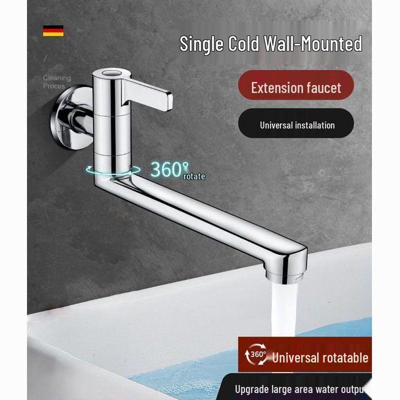 Wall-Mounted Rotating Mop Sink Faucet with Anti-Splash Extension