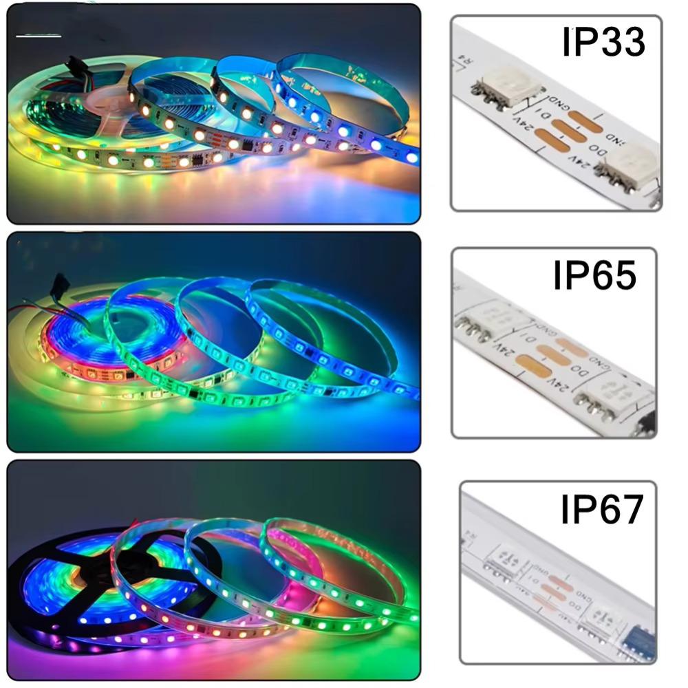 WS2811 Smart IC RGB LED-stripe 30/60 LED/M Individuelt adresserbar LED-tape DC12V 24V Svart/Hvit PCB IP30 IP65 IP68 Vanntett