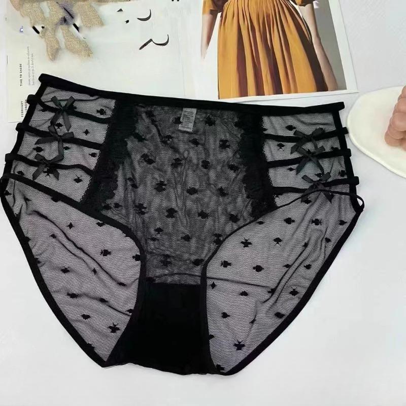 Spodní prádlo Velké velikosti Spodní kalhotky Vysoký pas Sexy kalhotky Krajka Síťovina Krajkové kalhotky Čistá touha Podvazkové tenké průhledné trojúhelníkové kalhotky