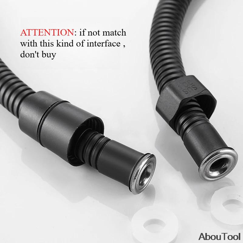 Black Hose 111cm 111cm Bathroom Shower Hose Faucet Tube Stainless Flexible Hose Plumbing Explosion-proof Silver Pipe 1/1