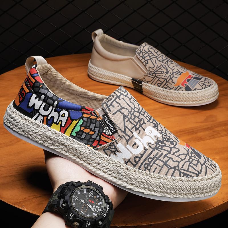 Herrskor Casual Andningsbara Slip On Sneakers Herr Canvas Skor Sommar Klassiska Herr Båtskor Loafers för Män Billiga Espadriller