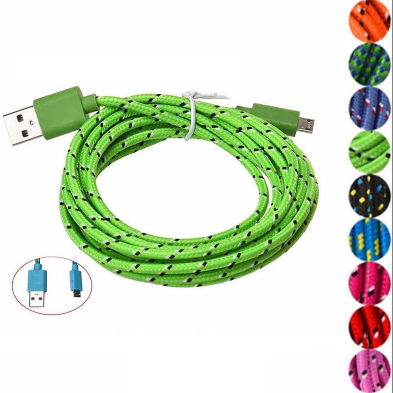 1m 3m 2m Nylon Braided Micro Usb Cable Charger For Android Iphone Phone Mobile