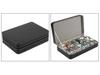 Portable Black and Blue-Gray Leather Zipper Watch Box with 6, 10, or 12 Slots - Flip-Top Jewelry Storage