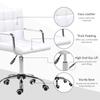 Makeup Vanity Chair, PU Leather Mid Back Office Chair with Adjustable Height, Armrest and Rolling Wheels, White