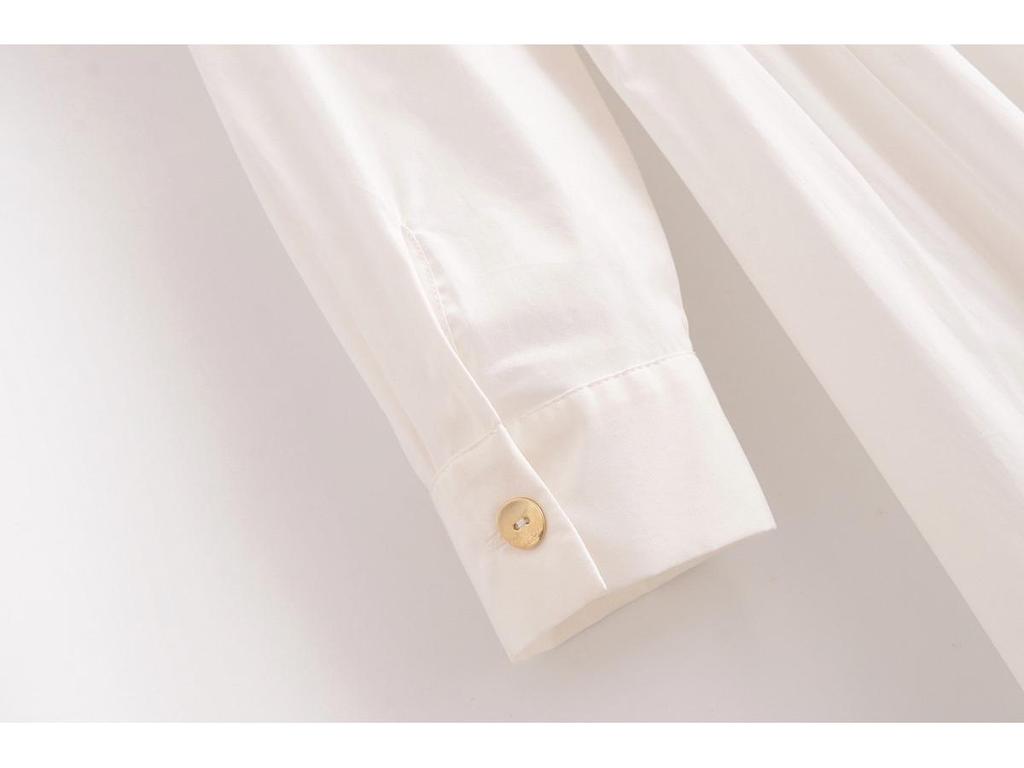 2025 Spring Women's European Style Turn-Down Collar Long Sleeve Midi Dress