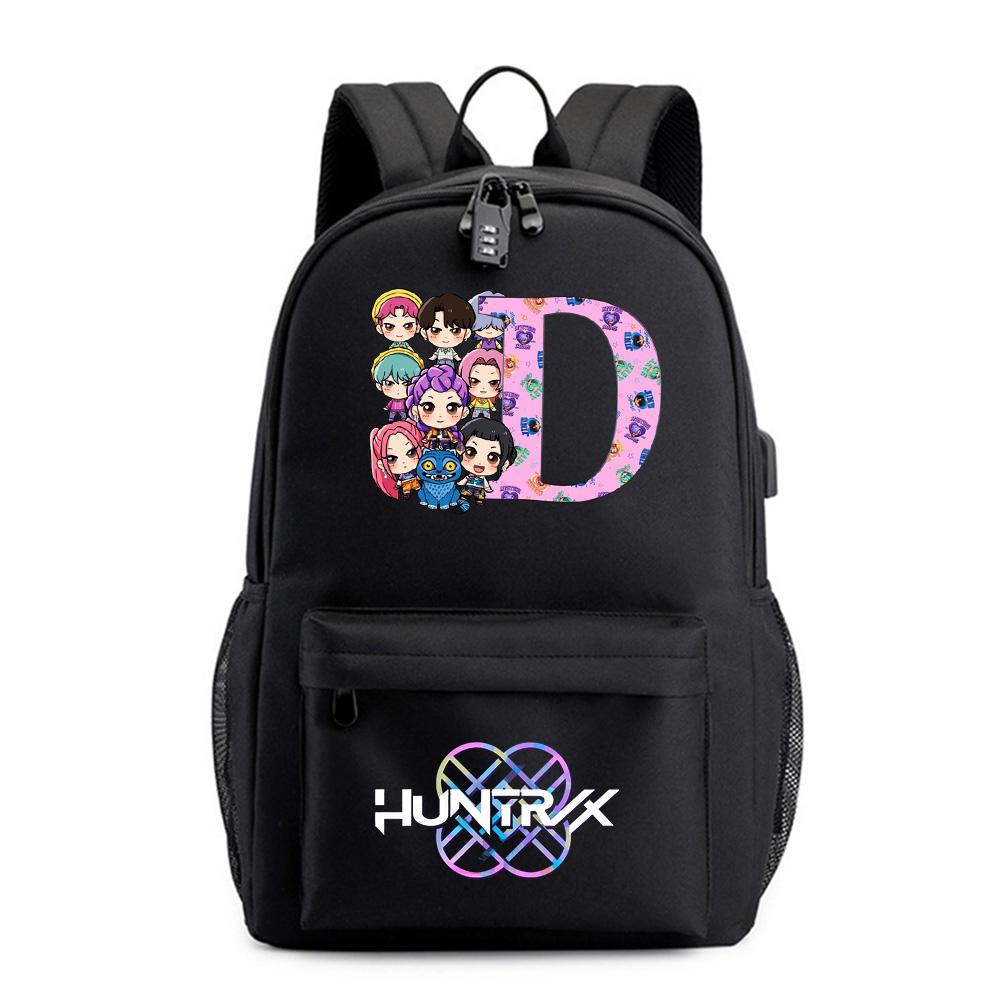 26 English Letter K-Pop Printed Backpack for Teenager Student Girl Boy Bookbag Schoolbag Women Large Capacity Waterproof Travel Bag Kid Gift