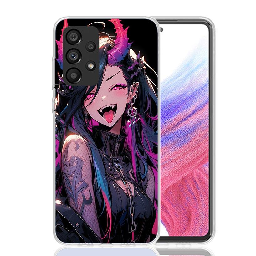 Cartoon Cool Demon Girl Phone Case For Samsung Galaxy A52 A32 A22 A12 A02S A50S A30S A51 A31 AA71 Note 20 Ultra 10 S10 Plus Gala