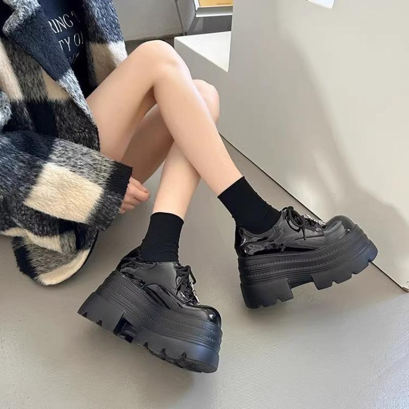 Fashion Small Leather Shoes Women's Spring New Butterfly Bow Super High Heels Simple Comfortable Versatile  Thick Soled Shoes