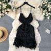 Feather Dress Ins Open Back Sling Tassel Sequins