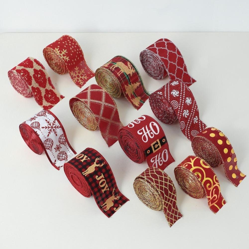 Xmas Gift Christmas Ribbon DIY Burlap Ribbon New Fabric Swirl Ribbon