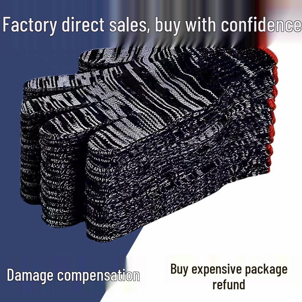 

100 Pairs Black Silk-Cotton Gloves: Durable, Non-Slip, Work-Resistant for Construction