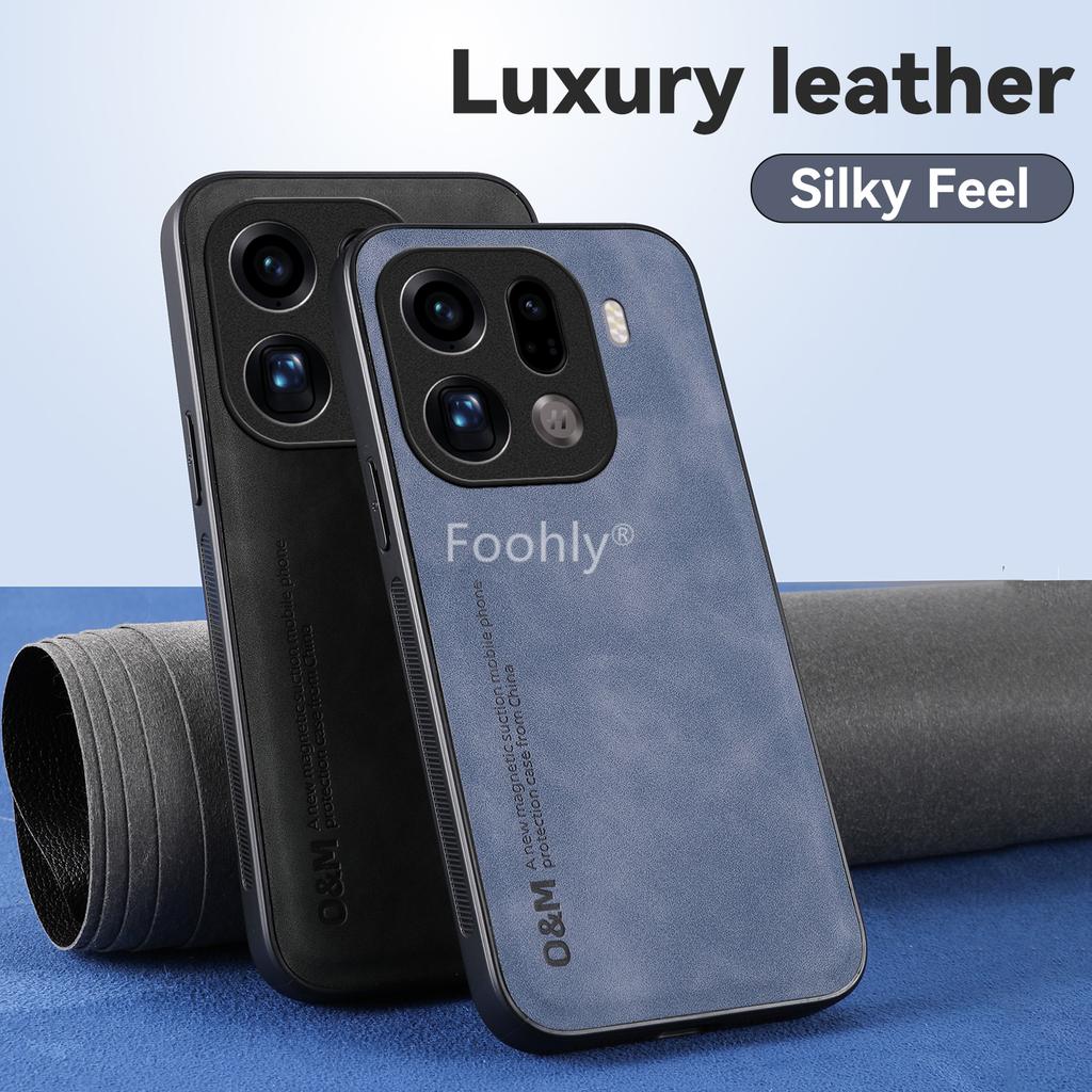 Semišové Kožené Nárazuvzdorné Magnetické Pouzdro pro OPPO Find X9 Pro Ochranný Kryt Zadní Kryt Coque Funda