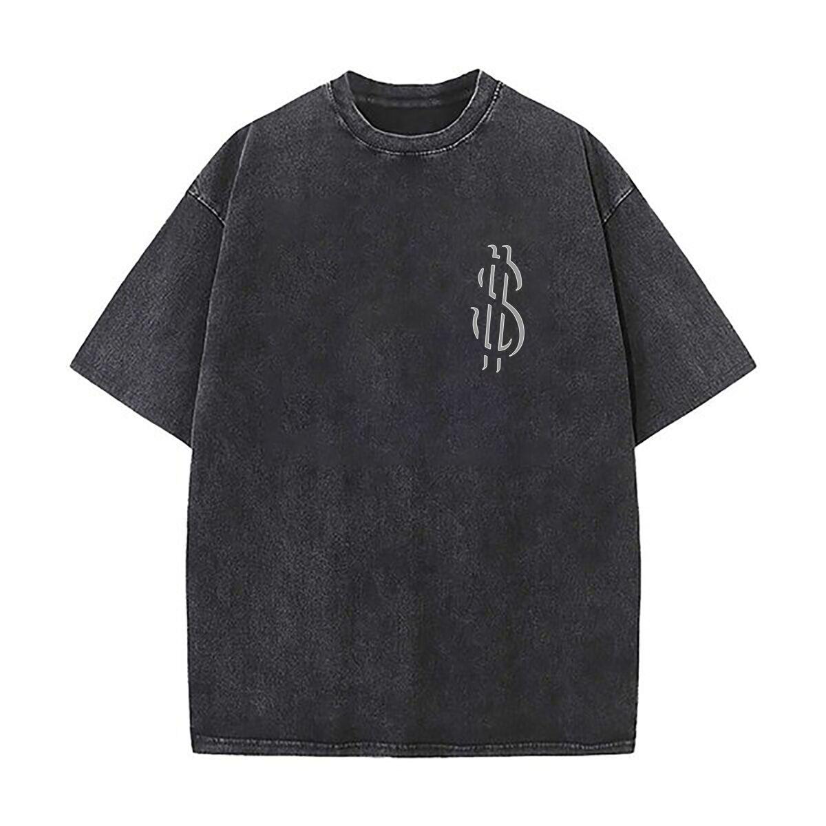 Dollar sign pattern Art Mens Summer Tshirt Cotton Vintage Washed TShirts S