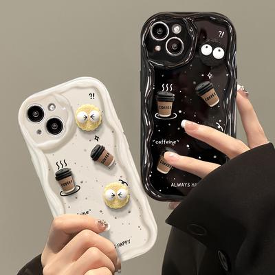 Použitelné pro pouzdro na mobilní telefon Apple 14promax IPhone 15/13 Kávová briketa Třírozměrná panenka 12mini Silikonové 7