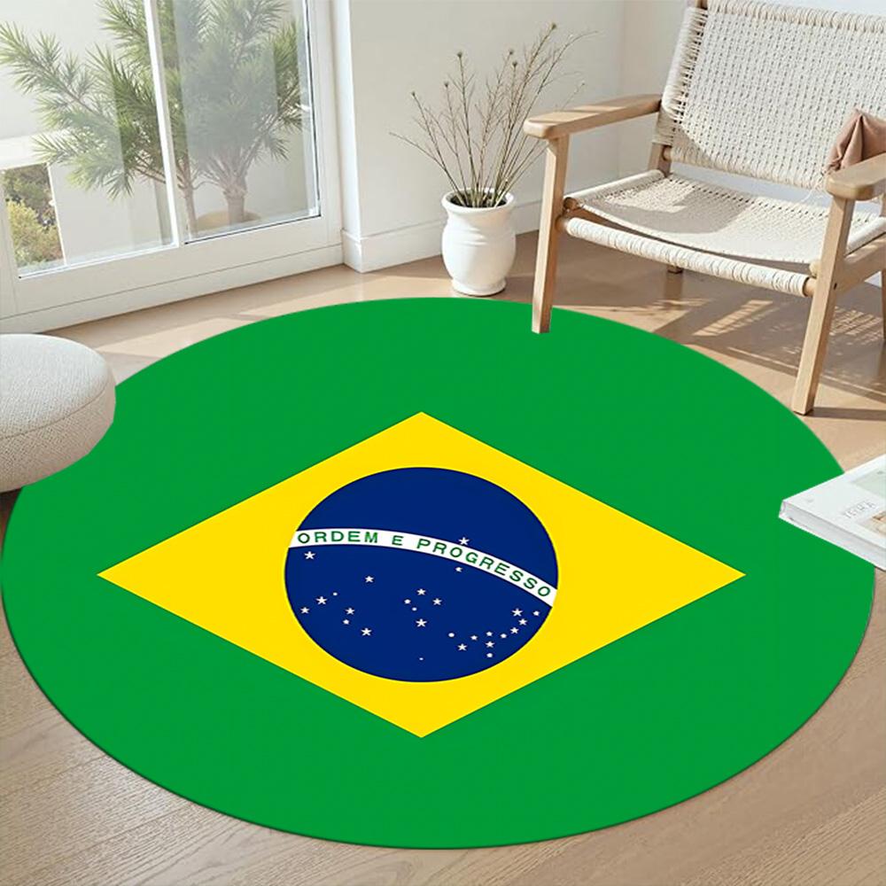 Flag Round Area Rug Suitable for Game Room Dining Room Balcony Dormitory Anti-slip Round Rug Decorate Offices Spiritual Gift