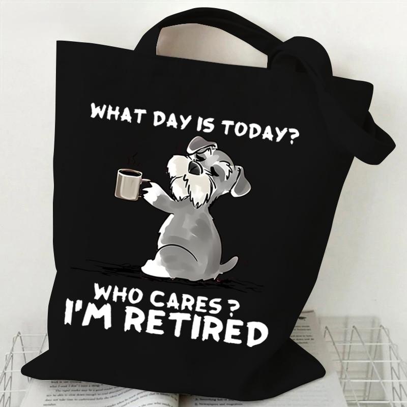 Cartoon Beagle Dog Print Canvas Tote Bag Fashion Animal Shoulder Shopping Bag for Men Women Teens
