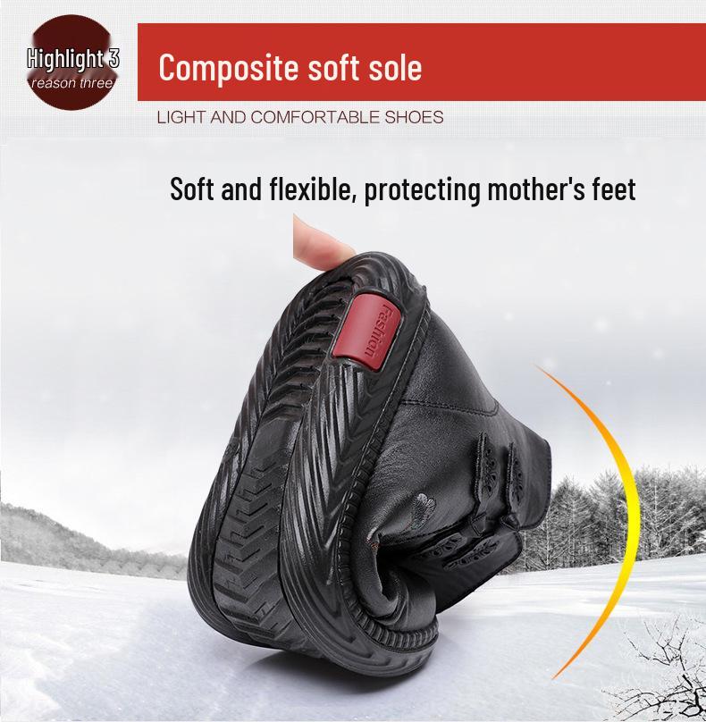 Women's High-Top Winter Plush Cotton Shoes - Ideal for Middle-Aged and Elderly