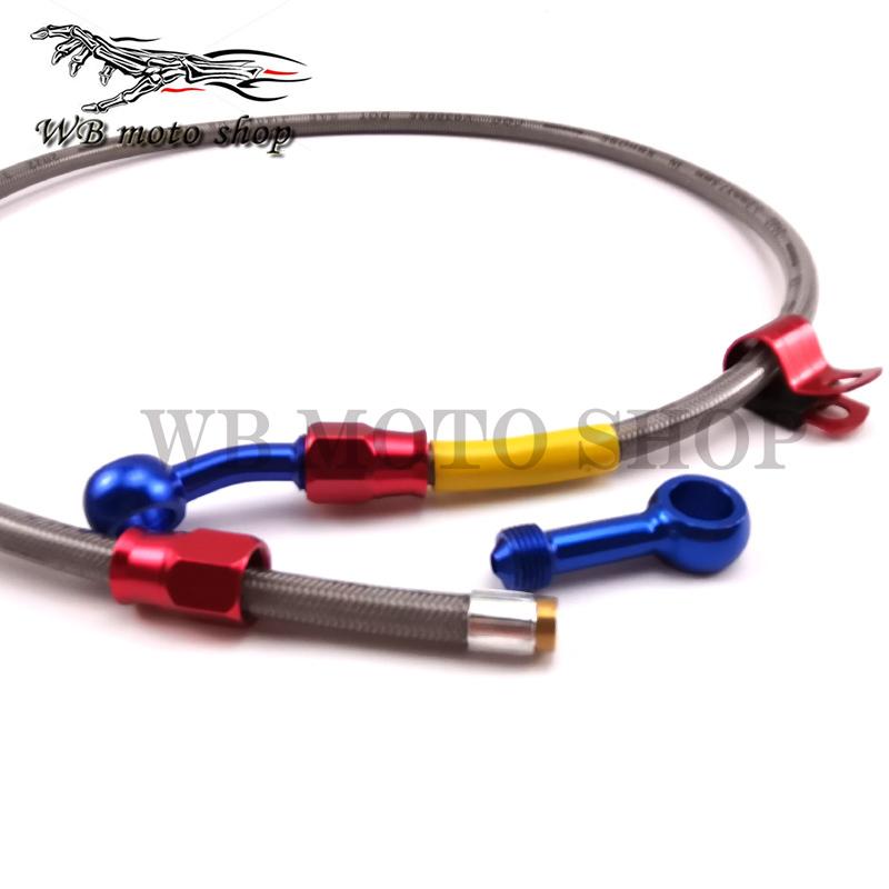 Universal Motorcycle Brake Hose Line Dirt Bike Braided Steel Hydraulic Reinforce Oil Hose 85cm Banjo for Honda DIO ZX yamaha JOG