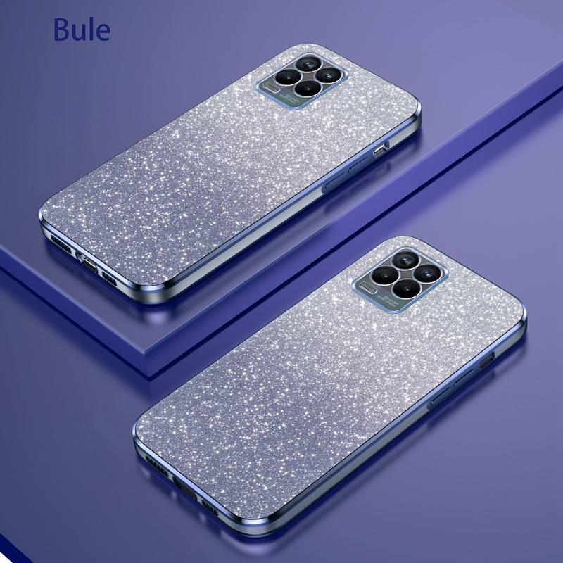 

For OPPO Realme 8 4G Case Bling Luxury Electroplate Glitter Phone Case For OPPO Realme 8 Pro Soft TPU Bumper Clear Back Cover For Realme 8 4g синий