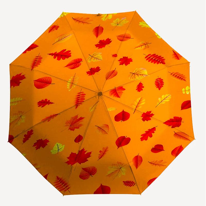 1PC Autumn Leaves Automatic Open/Close Umbrella Compact Folding Umbrella with 8-Rib Shaft lightweight esign, Highquality Fabric1206A