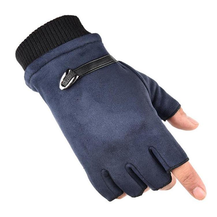 Mens Fleece Half Finger Gloves With Touch Screen For Commute And Active Outdoor Use