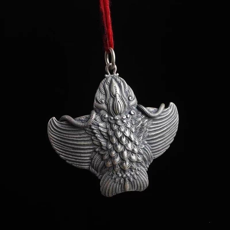 Retro Tibetan Golden-Winged Peng Bird Necklace Pendant - Unisex Charm Accessory
