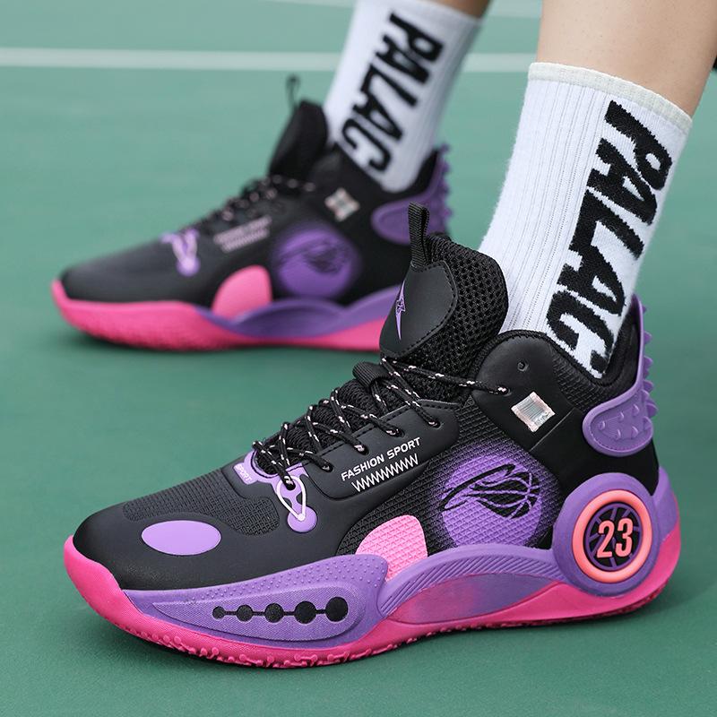 Practical basketball shoes men's high-top non-slip and wear-resistant teenagers shock-absorbing trend retro casual student couple sports shoes