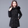 Women's Mid-Length Slimming Down Cotton Jacket with Large Fur Collar - Winter Padded Coat for Mothers & Elderly.