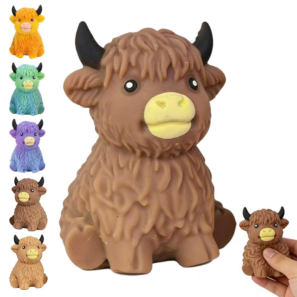 Highland Cow Sensory Toy For Slow Rising Squeeze Sensory Toys Highland Cow Stress Balls Gift Anxiety Relief Fidget Party Favor коричневый
