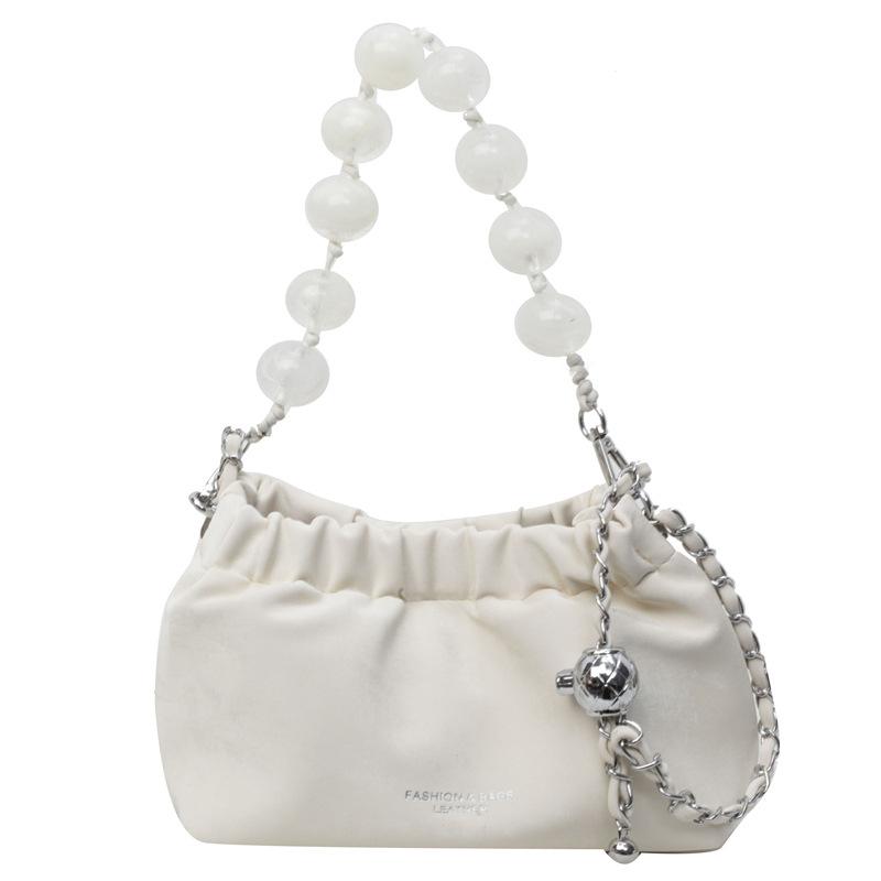 Premium Texture Small Bag Women's 2025 New Fashion Beaded Shoulder Messenger Bag Niche Design Chain Cloud Bag