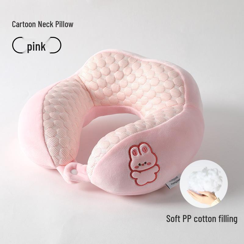 U-Shaped Cartoon Neck Pillow: Cute Embroidered Travel Pillow with Parent-Child Support