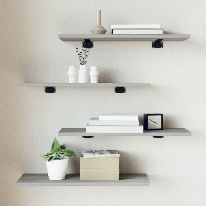 VidaXL Wall Shelves 4 Pcs, Floating Shelves with Storage, Floating Bookshelves, Living Room Decorations, 838233