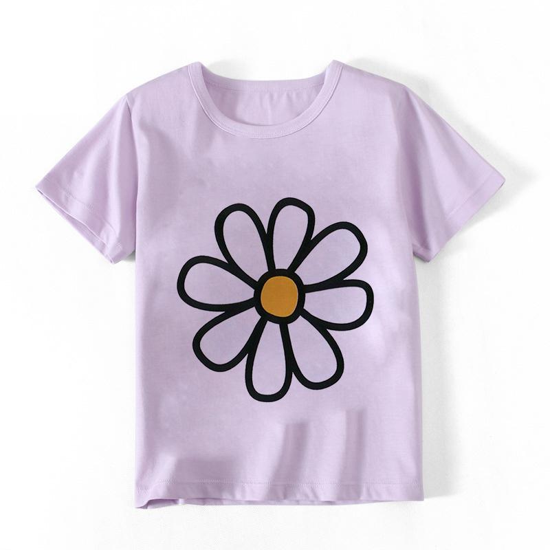 T-shirt per bambini Top Estate Stampa di cartoni animati Arcobaleno puro Moda a maniche corte Coniglio Simpatico Top multicolore di vendita caldo