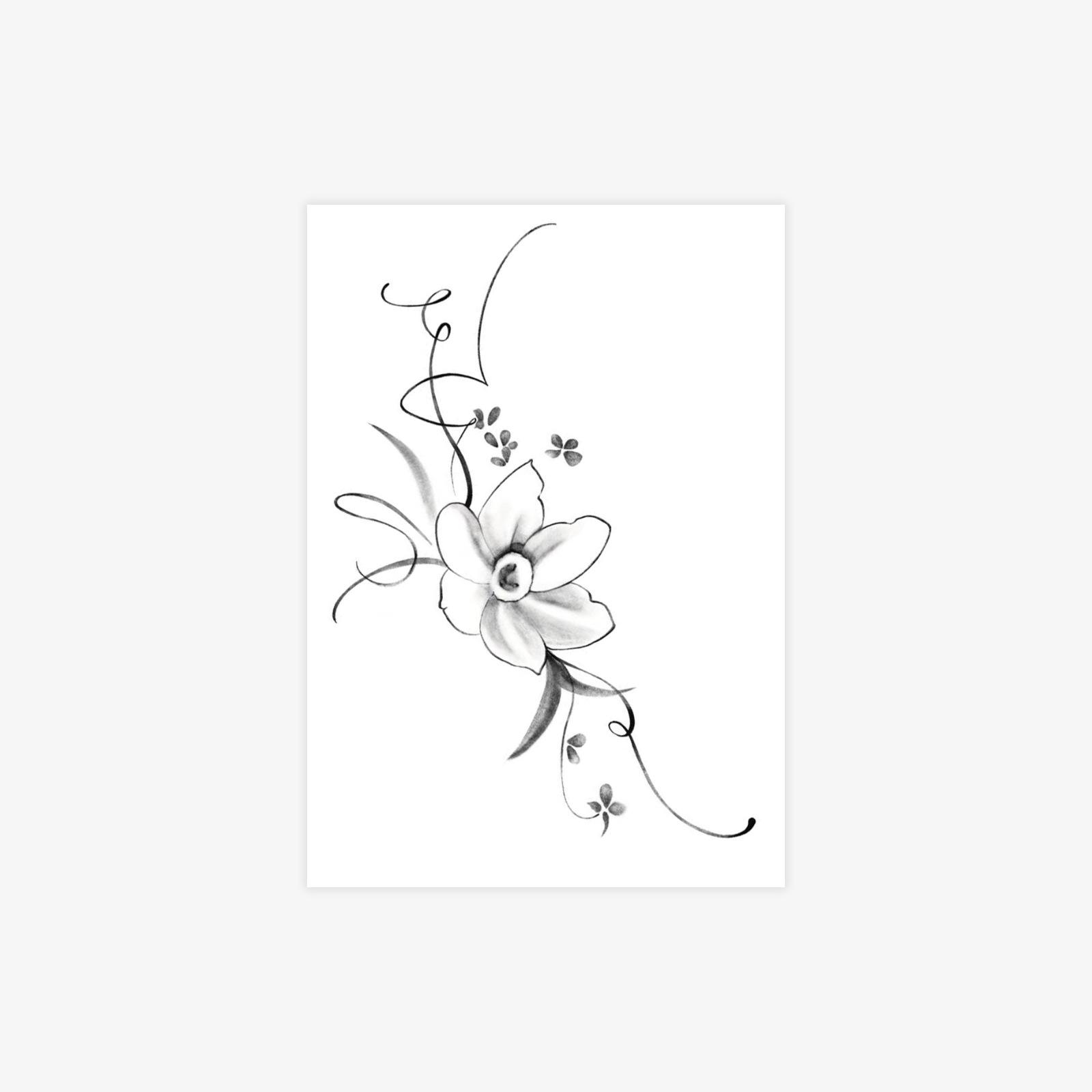High-End Small Fresh Simple Plain Flower Line Tattoo Sticker 7*10