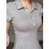 Sports and leisure gray POLO collar skirt summer new fashion versatile commuter age-reducing splicing dress