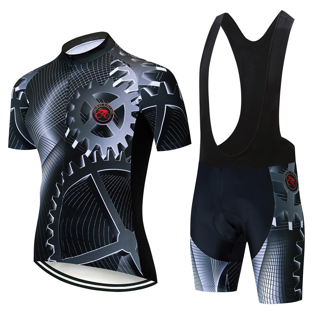 

2026 Summer Breathable Cycling Suit Set, Gear Short-sleeved Cycling Suit Set, Sweat-absorbing Breathable Side Strip Short-sleeved Strap Cycling Suit 5XL