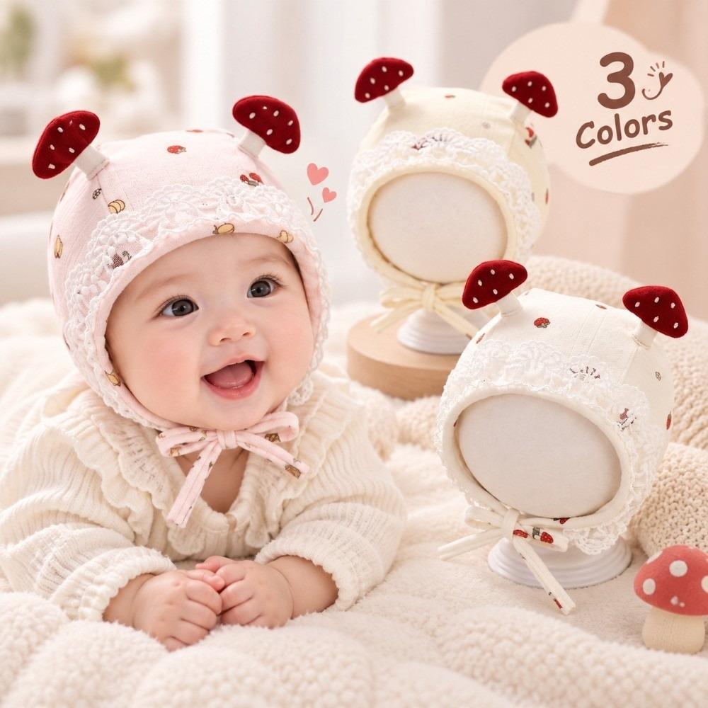 Earflap Newborn Baby Hat Windproof Mushroom Lace Hat Durable Baby Earflap Hat  Shower Gift