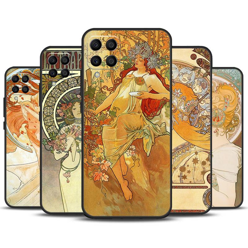 Alphonse Mucha Painted Case For Samsung Galaxy M31 M51 M21 M12 M32 M52 M20 M13 M23 M33 M53 M14 M34 M54 M30s Cover