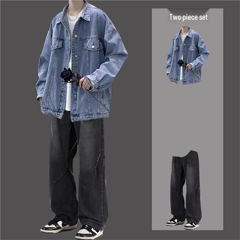 Men's Retro Denim Jacket - Trendy Spring & Autumn Casual Workwear Set for Teens
